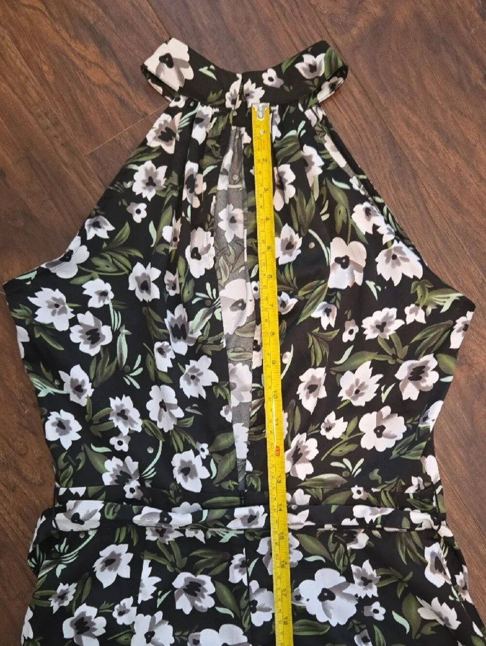 ​Black & White Floral Halter Neck Wide Leg Jumpsuit Dress Casual Chic_097